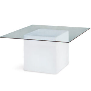 Mesa square. mesa cristal con Luz de Slide.